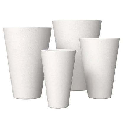 Pebble 4-Piece Modern Fiberstone and MGO Clay Tapered Round Planter Set for Indoor and Outdoor - Elax Furniture