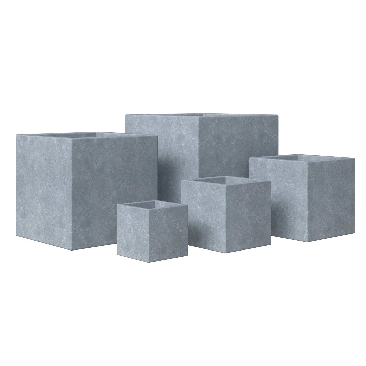 Flora Modern 3-Piece Rectangular Planter Pot Set in Fiberstone and Clay Weather Resistant Design in Grey - Elax Furniture