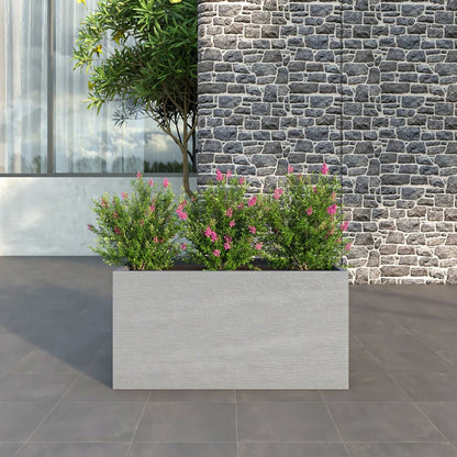 Flora Modern Rectangular Planter Pot in Fiberstone and Clay Weather Resistant Design in Grey - Elax Furniture