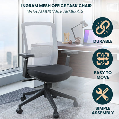 Ingram Ergonomic Modern Office Mesh Task Chair With Adjustable Height - Elax Furniture