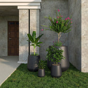 Orchid 4-Piece Tapered Round Planter Pot Set in Fiberstone and Clay Weather Resistant Design - Elax Furniture