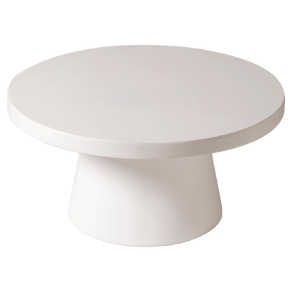 Dune Round 32" Wide Coffee Table in Fiberstone with a Pedestal Base - Elax Furniture