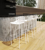Devon Aluminum Indoor Outdoor Bar Stool with Powder Coated Frame and Footrest - Elax Furniture