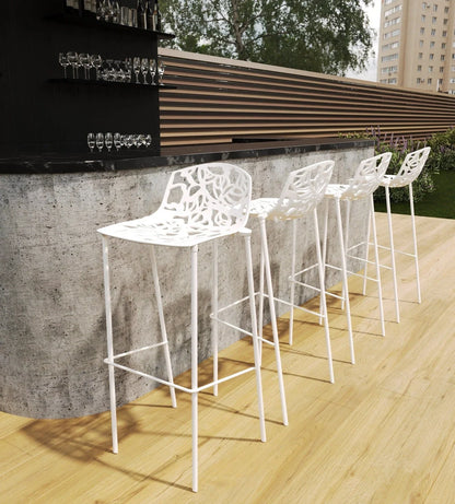 Devon Aluminum Indoor Outdoor Bar Stool with Powder Coated Frame and Footrest - Elax Furniture