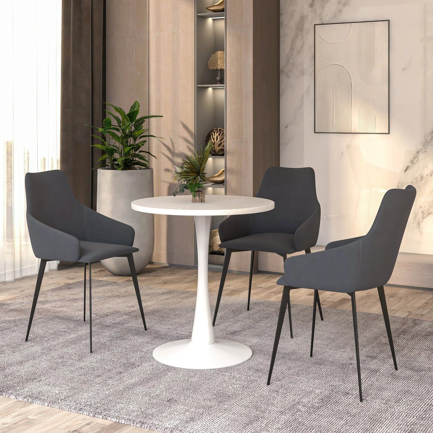 Bristol 27" Round Dining Table with MDF Tableop and White Iron Base - Elax Furniture