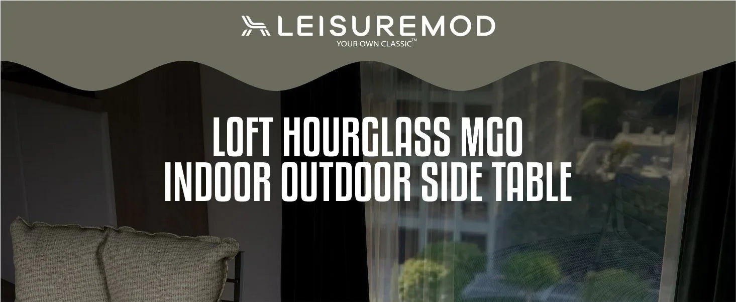 LeisureMod Loft Collection Fiberglass Outdoor Side Table in Moss Grey - Elax Furniture