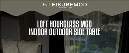 LeisureMod Loft Collection Fiberglass Outdoor Side Table in Moss Grey - Elax Furniture