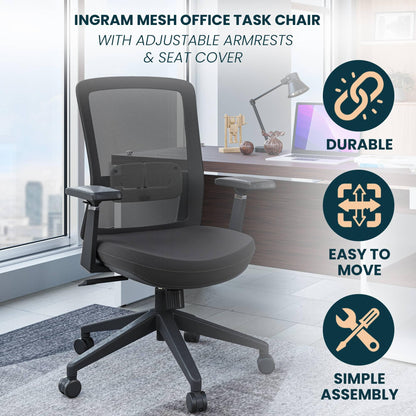 Ingram Ergonomic Modern Office Mesh Task Chair With Adjustable Height - Elax Furniture