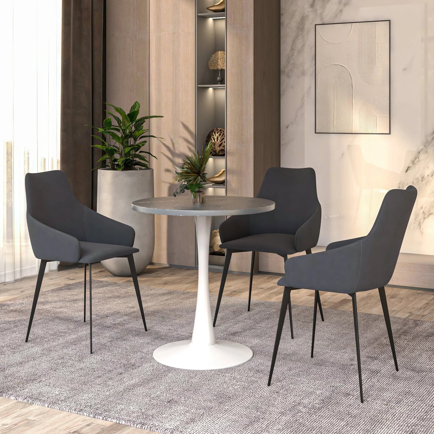 Bristol 27" Round Dining Table with MDF Tableop and White Iron Base - Elax Furniture