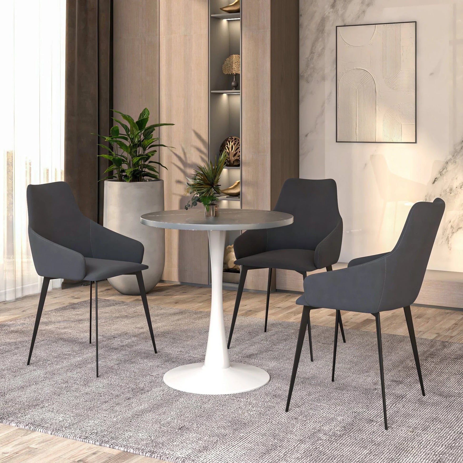 Bristol 27" Round Dining Table with MDF Tableop and White Iron Base - Elax Furniture
