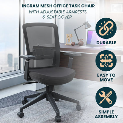 Ingram Ergonomic Modern Office Mesh Task Chair With Adjustable Height - Elax Furniture