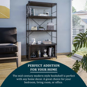 Brentwood Etagere Bookcase with White Powder Coated Steel Frame and Melamine Board Shelves - Elax Furniture
