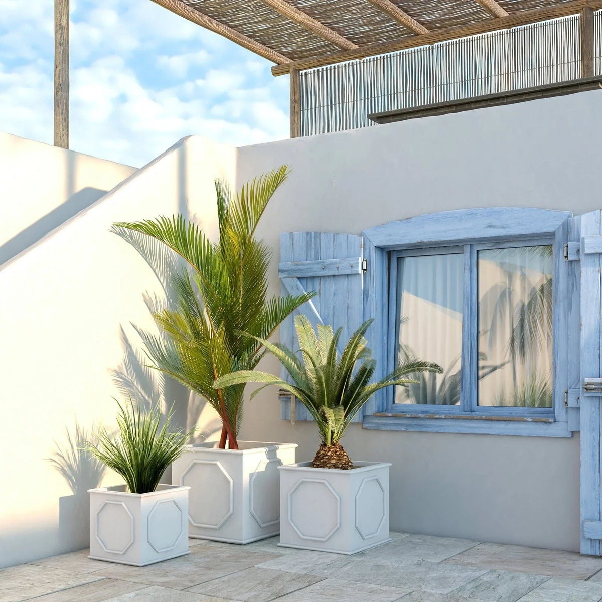 Sprout Modern Square Fiberstone and MGO Clay Planter for Indoor and Outdoor - Elax Furniture