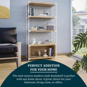 Brentwood Etagere Bookcase with White Powder Coated Steel Frame and Melamine Board Shelves - Elax Furniture