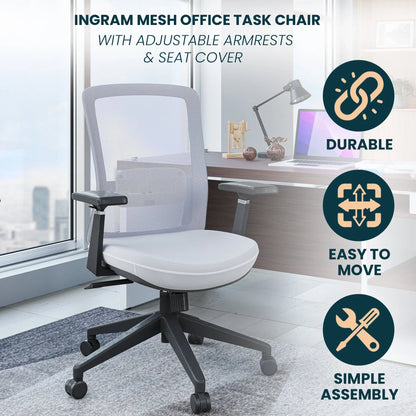 Ingram Ergonomic Modern Office Mesh Task Chair With Adjustable Height - Elax Furniture