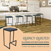 Quincy Leather Bar Stools With Metal Frame - Elax Furniture