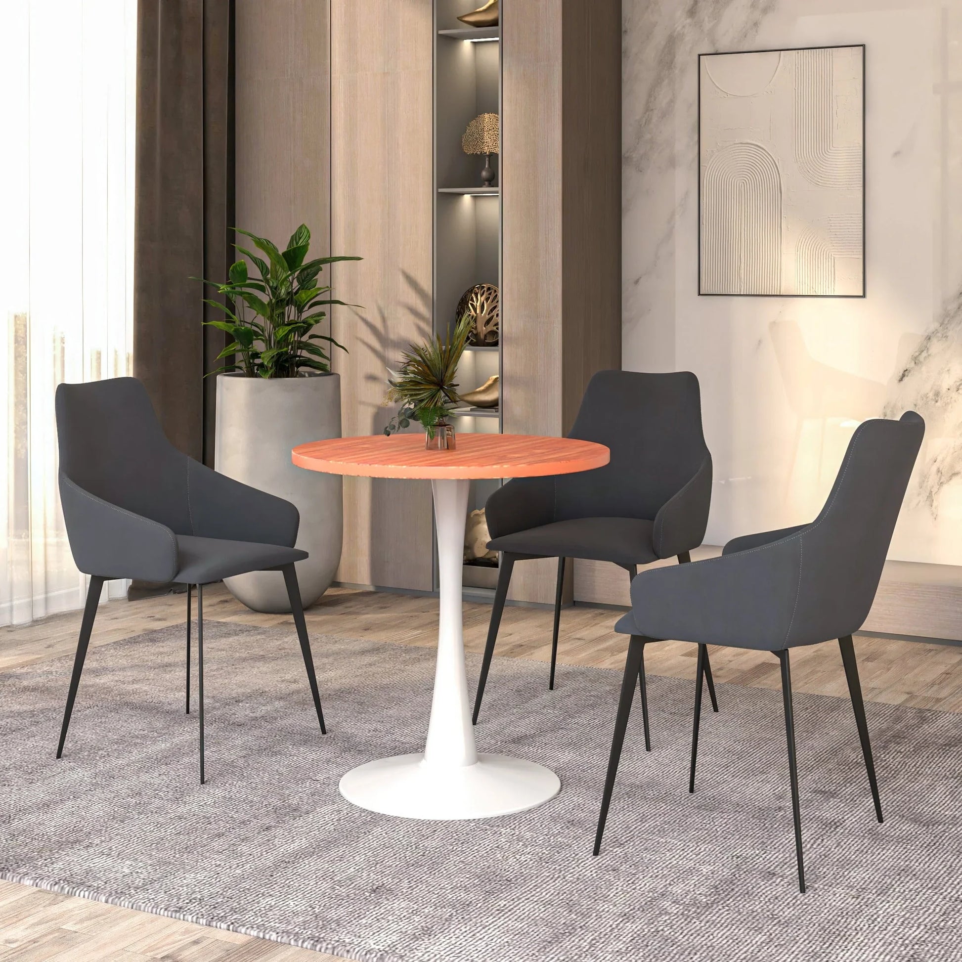 Bristol 27" Round Dining Table with MDF Tableop and White Iron Base - Elax Furniture