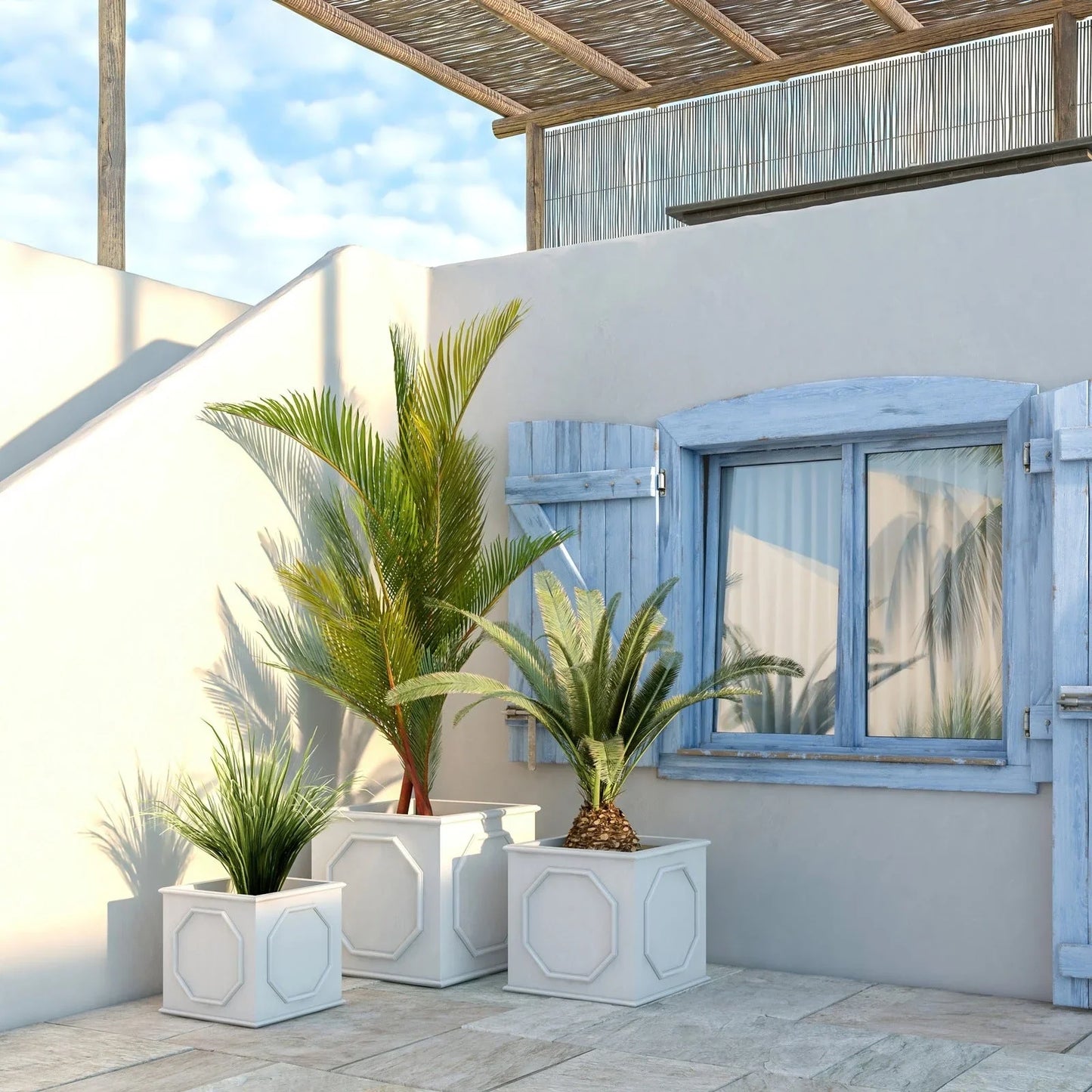 Sprout Modern Square Fiberstone and MGO Clay Planter for Indoor and Outdoor - Elax Furniture