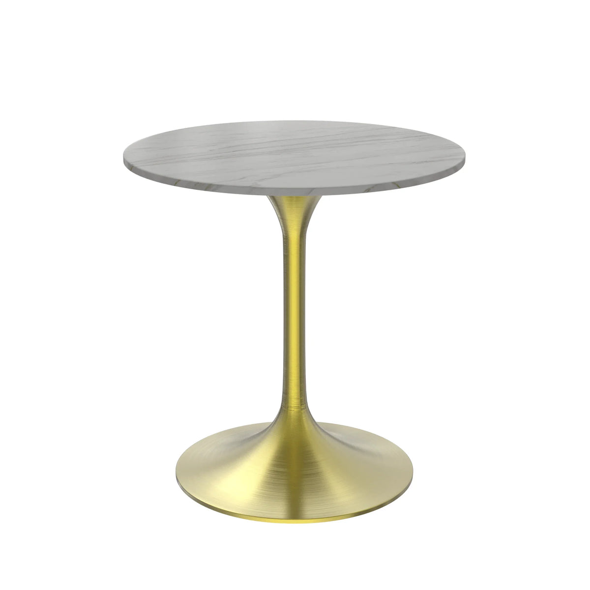 Verve Round Dining Table with MDF/Sintered Stone/Resin Tabletop in Gold Stainless Steel Pedestal Base - Elax Furniture