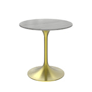 Verve Round Dining Table with MDF/Sintered Stone/Resin Tabletop in Gold Stainless Steel Pedestal Base - Elax Furniture