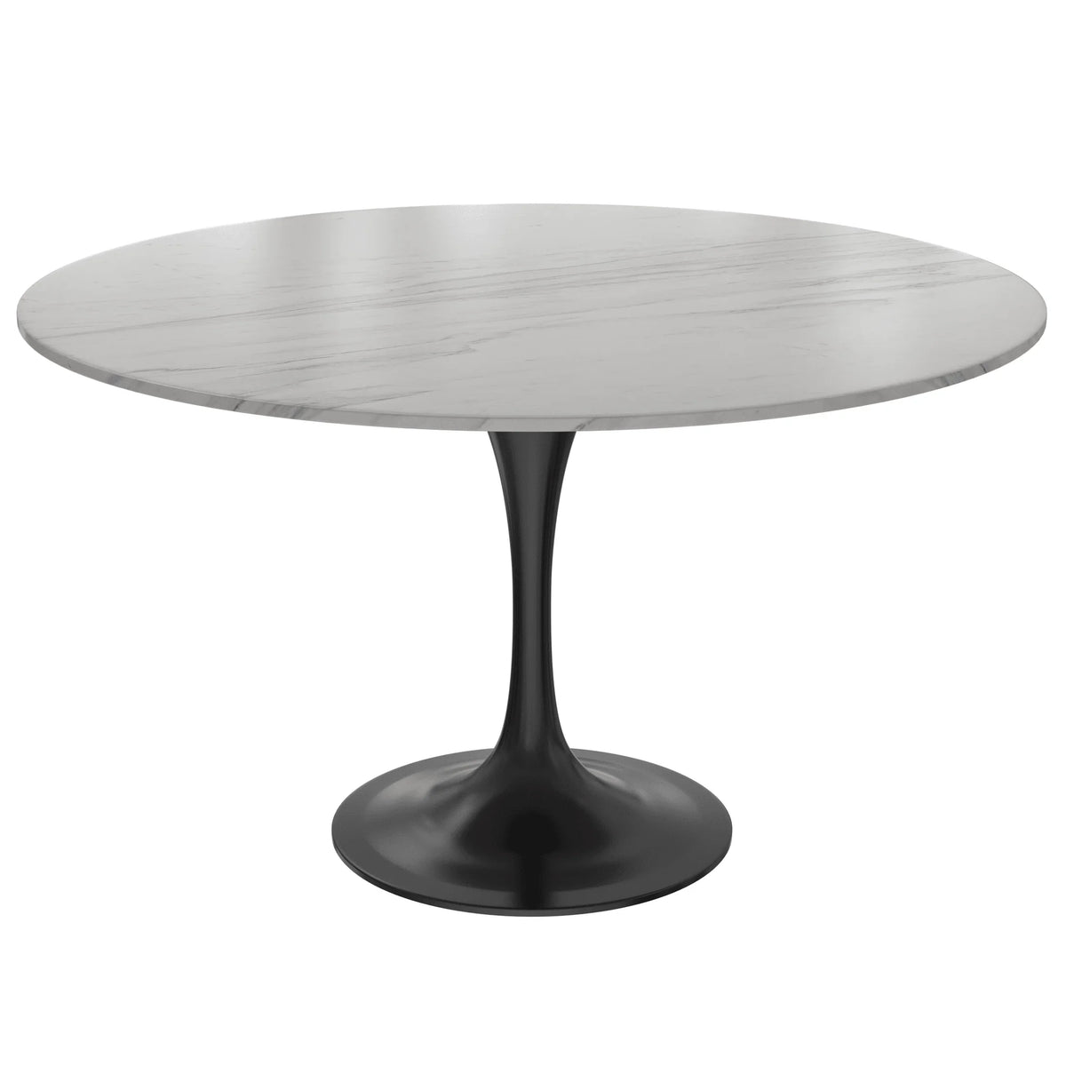 Verve Round Dining Table with MDF/Sintered Stone/Resin Tabletop in Black Stainless Steel Pedestal Base - Elax Furniture