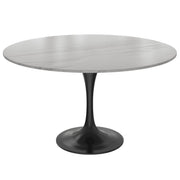 Verve Round Dining Table with MDF/Sintered Stone/Resin Tabletop in Black Stainless Steel Pedestal Base - Elax Furniture