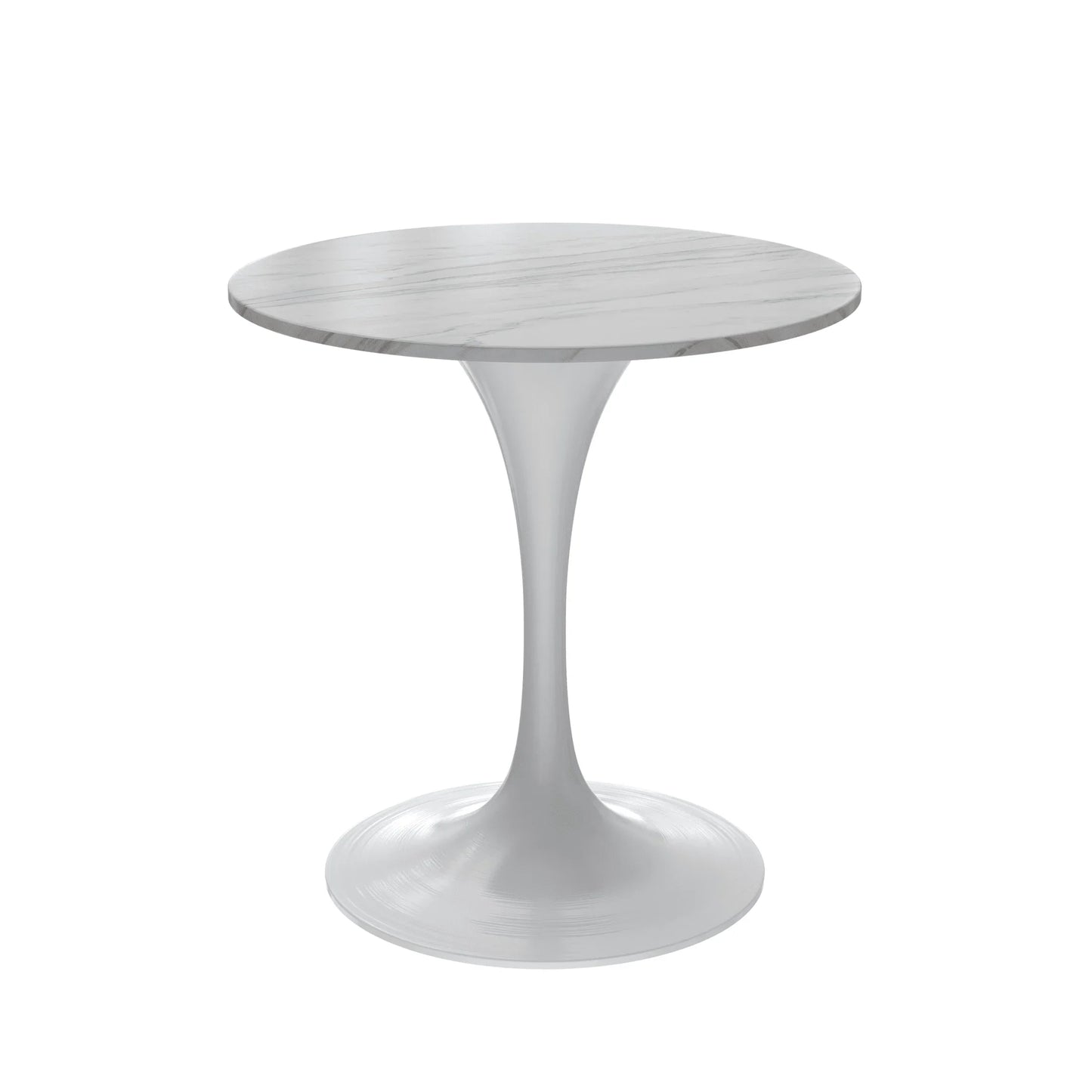 Verve Round Dining Table with MDF/Sintered Stone/Resin Tabletop in White Stainless Steel Pedestal Base - Elax Furniture