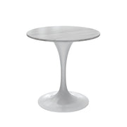Verve Round Dining Table with MDF/Sintered Stone/Resin Tabletop in White Stainless Steel Pedestal Base - Elax Furniture