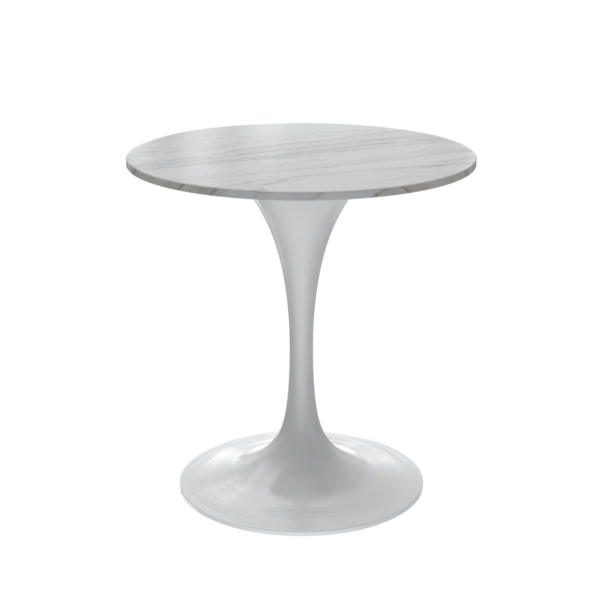 Verve Round Dining Table with MDF/Sintered Stone/Resin Tabletop in White Stainless Steel Pedestal Base - Elax Furniture