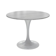 Verve Round Dining Table with MDF/Sintered Stone/Resin Tabletop in White Stainless Steel Pedestal Base - Elax Furniture