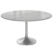 Verve Round Dining Table with MDF/Sintered Stone/Resin Tabletop in Silver Stainless Steel Pedestal Base - Elax Furniture