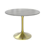 Verve Round Dining Table with MDF/Sintered Stone/Resin Tabletop in Gold Stainless Steel Pedestal Base - Elax Furniture