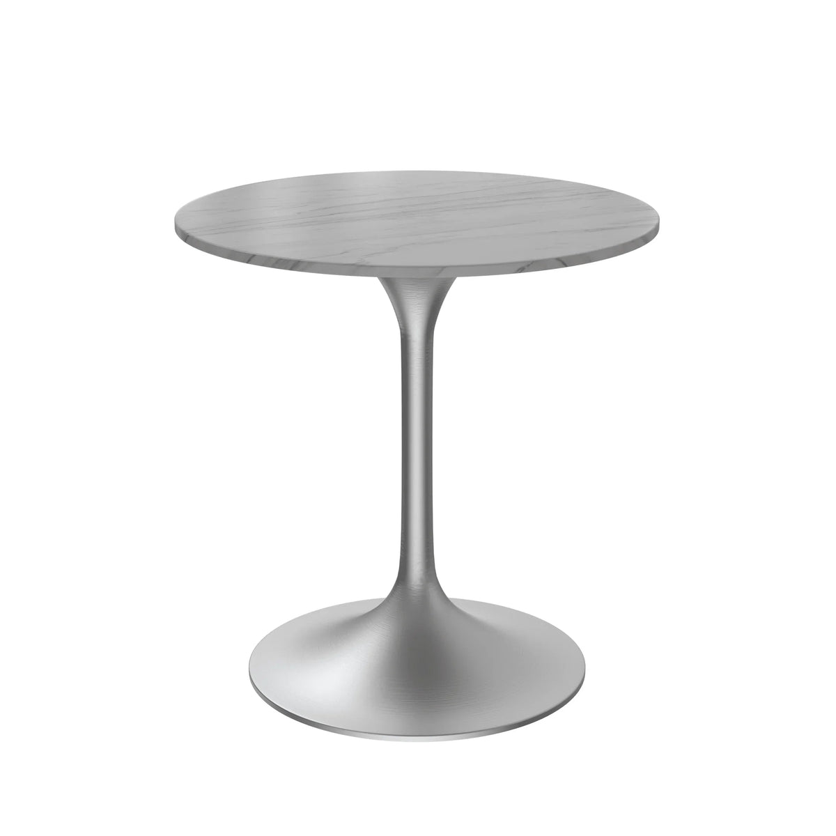 Verve Round Dining Table with MDF/Sintered Stone/Resin Tabletop in Silver Stainless Steel Pedestal Base - Elax Furniture