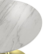 Verve Round Dining Table with MDF/Sintered Stone/Resin Tabletop in Gold Stainless Steel Pedestal Base - Elax Furniture
