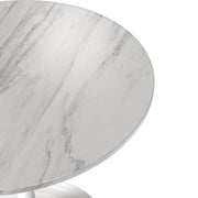 Verve Round Dining Table with MDF/Sintered Stone/Resin Tabletop in White Stainless Steel Pedestal Base - Elax Furniture