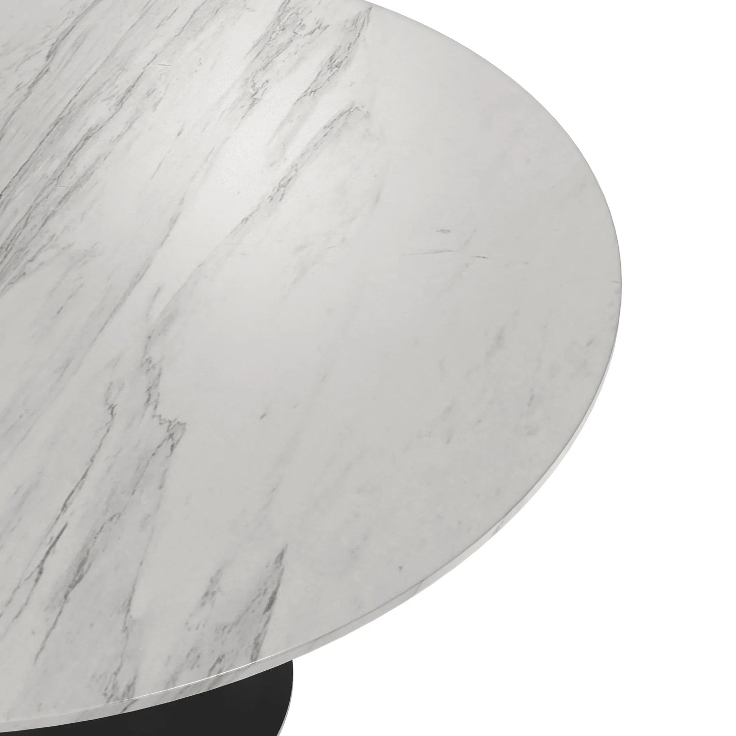 Verve Round Dining Table with MDF/Sintered Stone/Resin Tabletop in Black Stainless Steel Pedestal Base - Elax Furniture