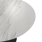 Verve Round Dining Table with MDF/Sintered Stone/Resin Tabletop in Black Stainless Steel Pedestal Base - Elax Furniture