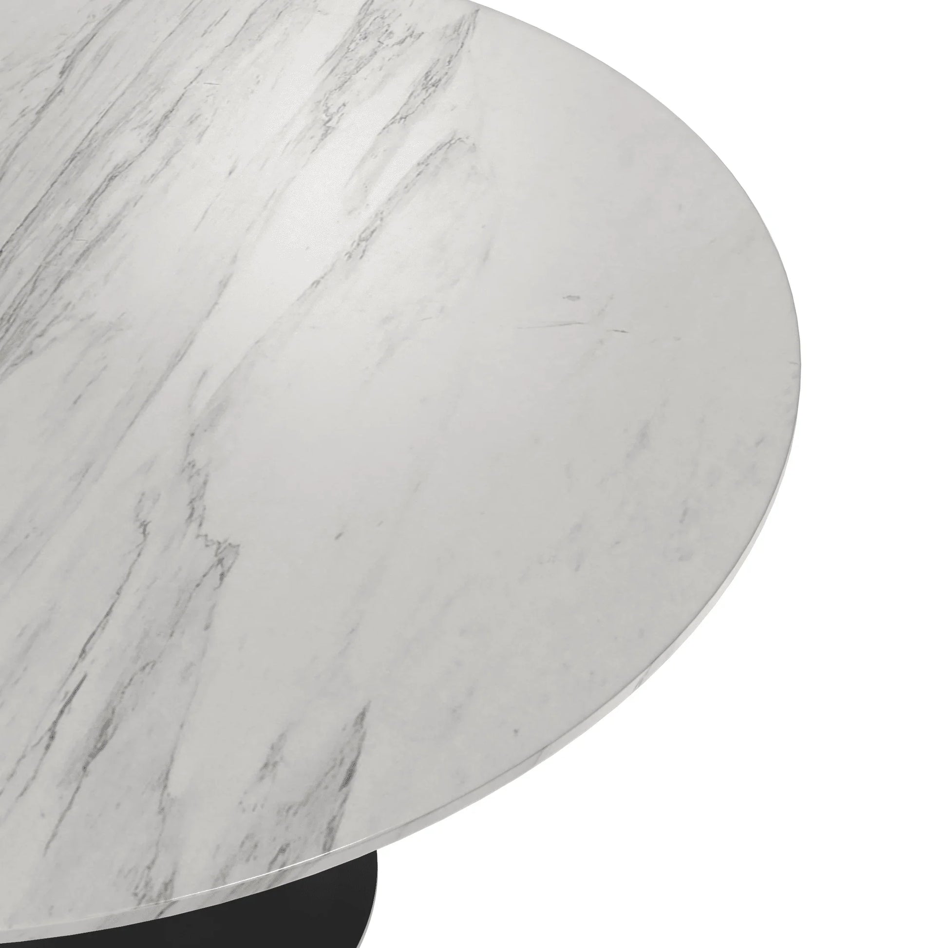 Verve Round Dining Table with MDF/Sintered Stone/Resin Tabletop in Black Stainless Steel Pedestal Base - Elax Furniture