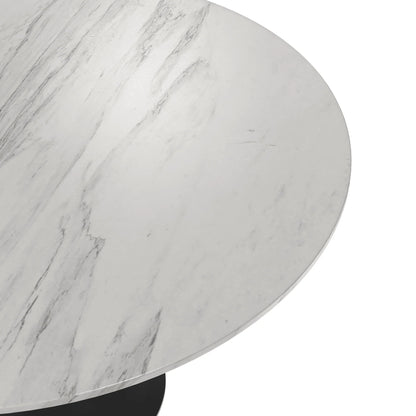 Verve Round Dining Table with MDF/Sintered Stone/Resin Tabletop in Black Stainless Steel Pedestal Base - Elax Furniture