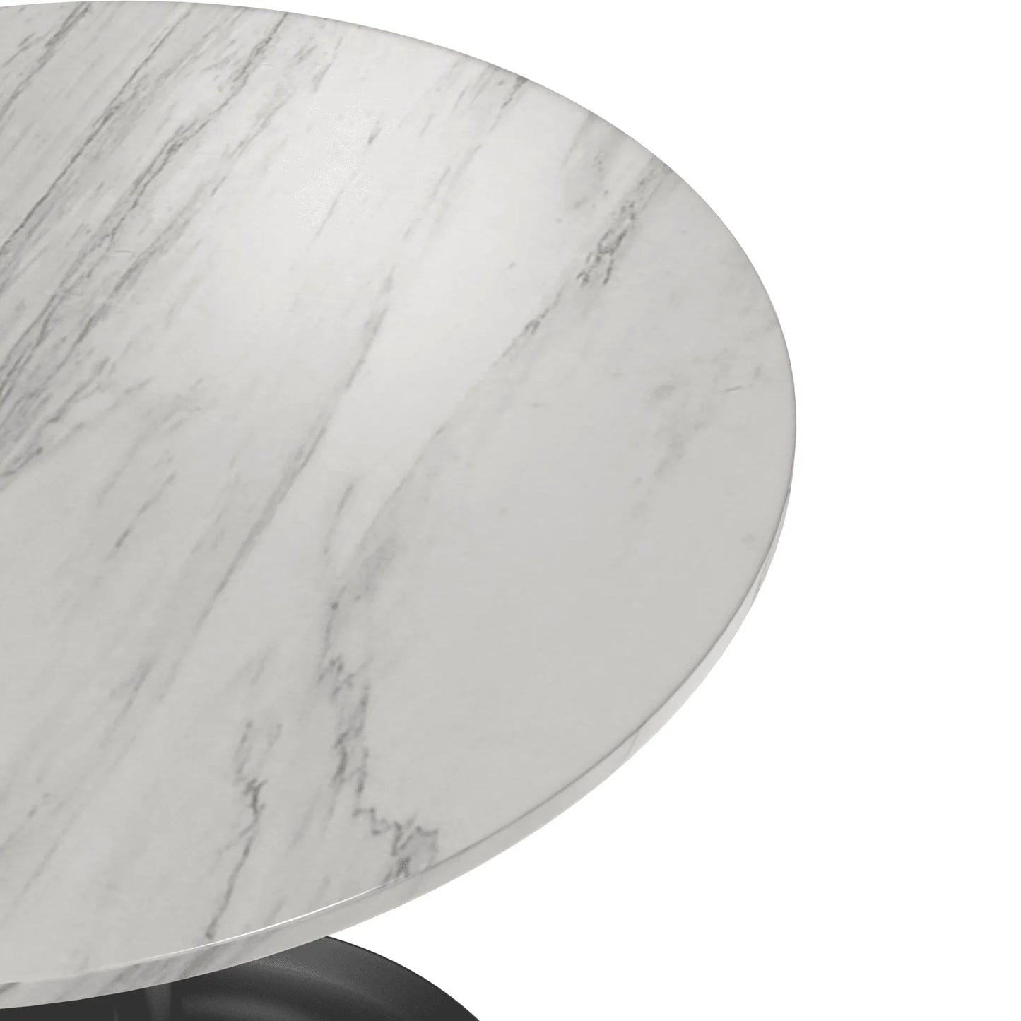 Verve Round Dining Table with MDF/Sintered Stone/Resin Tabletop in Black Stainless Steel Pedestal Base - Elax Furniture