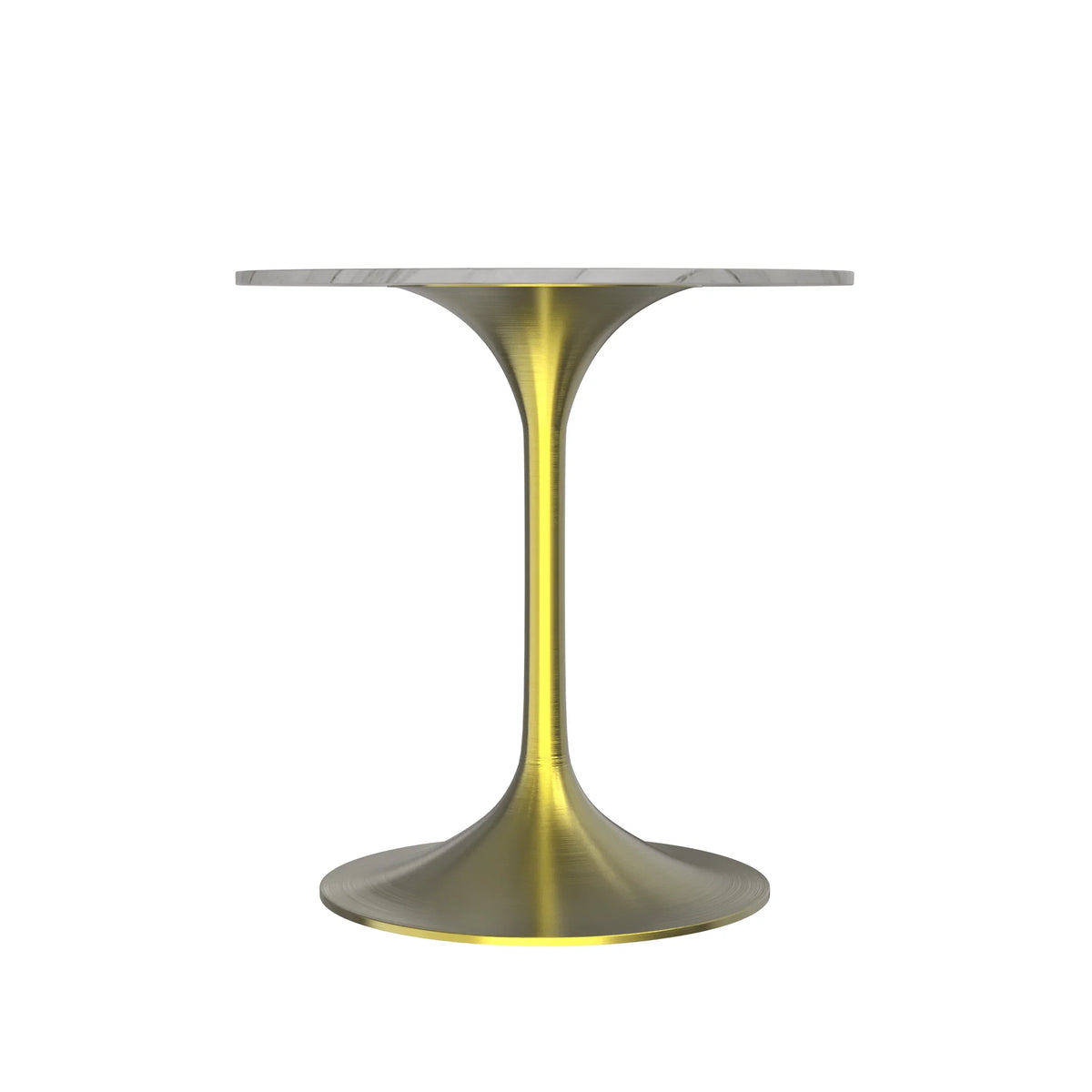 Verve Round Dining Table with MDF/Sintered Stone/Resin Tabletop in Gold Stainless Steel Pedestal Base - Elax Furniture