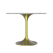 Verve Round Dining Table with MDF/Sintered Stone/Resin Tabletop in Gold Stainless Steel Pedestal Base - Elax Furniture