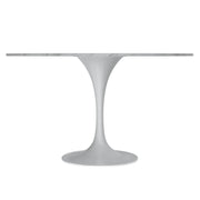 Verve Round Dining Table with MDF/Sintered Stone/Resin Tabletop in White Stainless Steel Pedestal Base - Elax Furniture