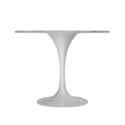 Verve Round Dining Table with MDF/Sintered Stone/Resin Tabletop in White Stainless Steel Pedestal Base - Elax Furniture