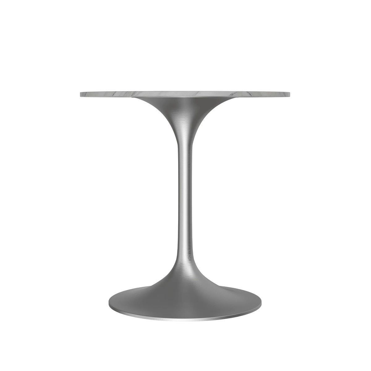 Verve Round Dining Table with MDF/Sintered Stone/Resin Tabletop in Silver Stainless Steel Pedestal Base - Elax Furniture