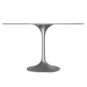 Verve Round Dining Table with MDF/Sintered Stone/Resin Tabletop in Silver Stainless Steel Pedestal Base - Elax Furniture