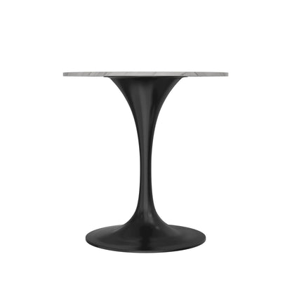 Verve Round Dining Table with MDF/Sintered Stone/Resin Tabletop in Black Stainless Steel Pedestal Base - Elax Furniture