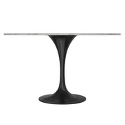 Verve Round Dining Table with MDF/Sintered Stone/Resin Tabletop in Black Stainless Steel Pedestal Base - Elax Furniture