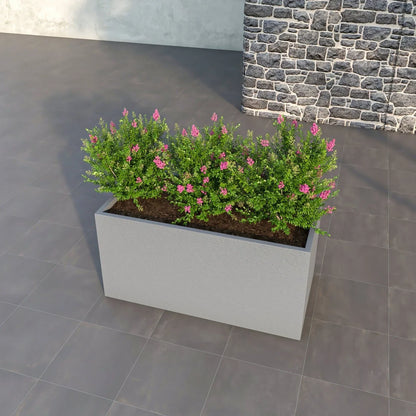 Flora Modern Rectangular Planter Pot in Fiberstone and Clay Weather Resistant Design in Grey - Elax Furniture