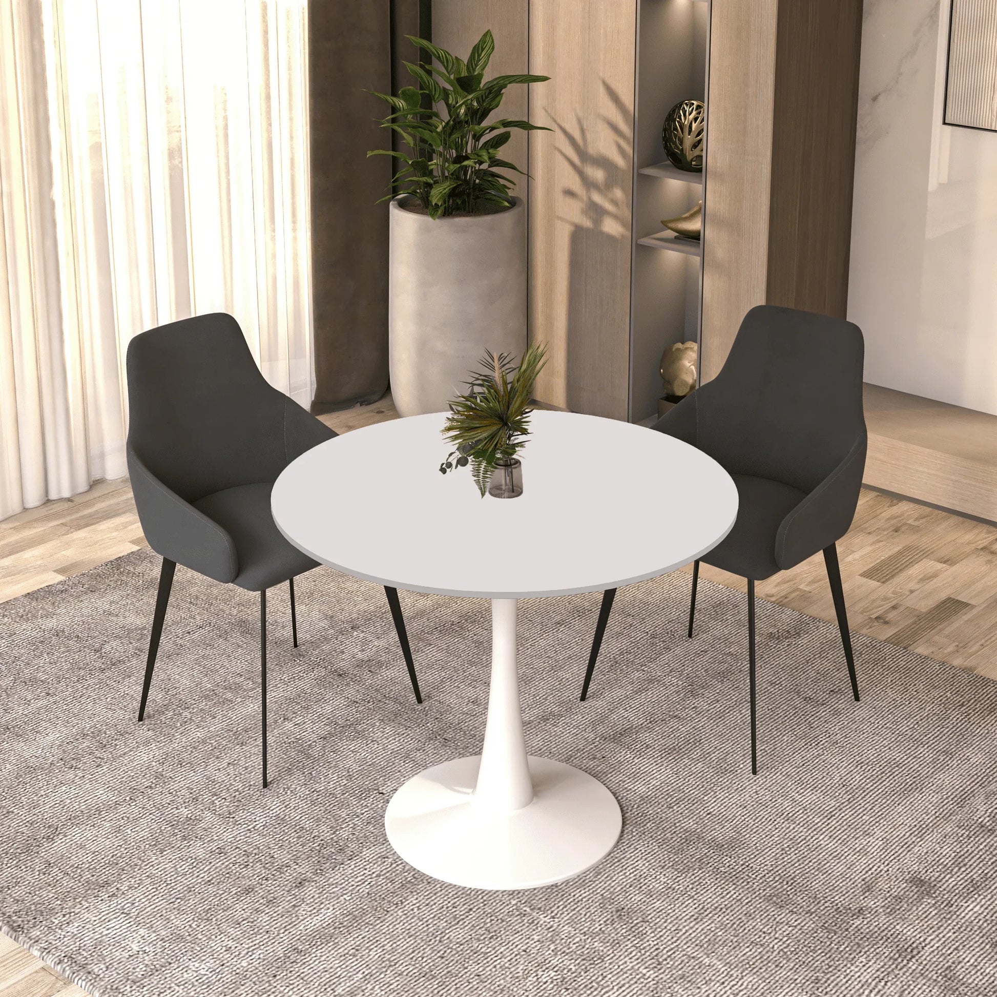 Bristol 32" Round Dining Table with Wood Top and Iron Pedestal Base - Elax Furniture